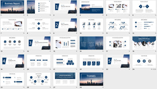 Blue simple geometric business style work summary work report PPT