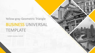 Fashion yellow-gray geometric triangle mosaic design PPT
